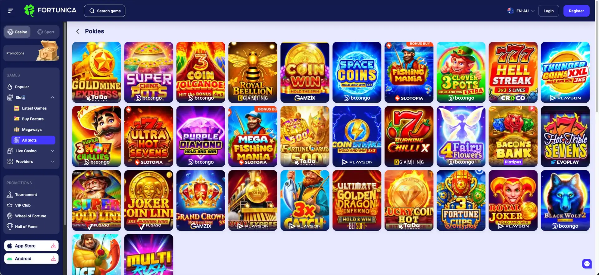 Fortunica pokies catalogue